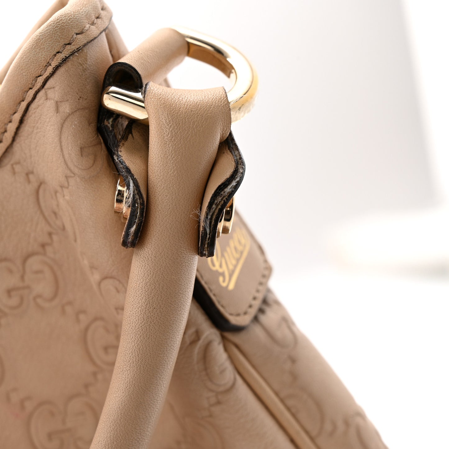 Guccissima Medium Abbey D Ring Hobo Beige