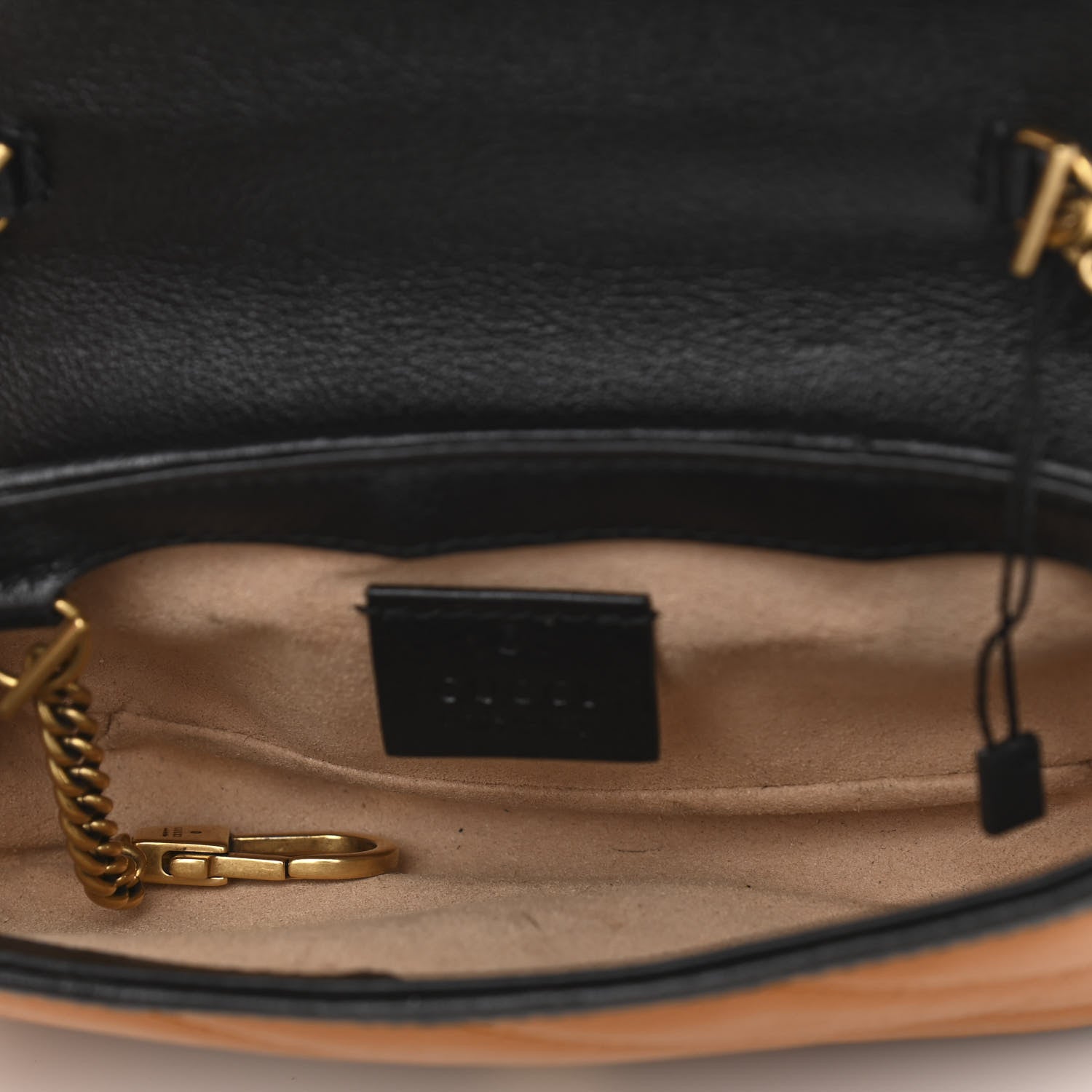 Gucci Vintage Effect Calfskin Matelasse Diagonal Super Mini Torchon GG Marmont Shoulder Bag Cognac 5 of 13