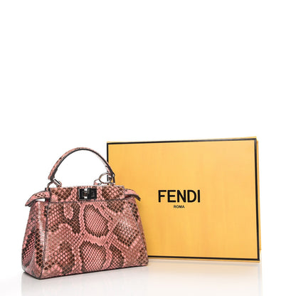 Fendi Snakeskin Shiny Nappa Mini Peekaboo Iconic Satchel Lollypop 9 of 9