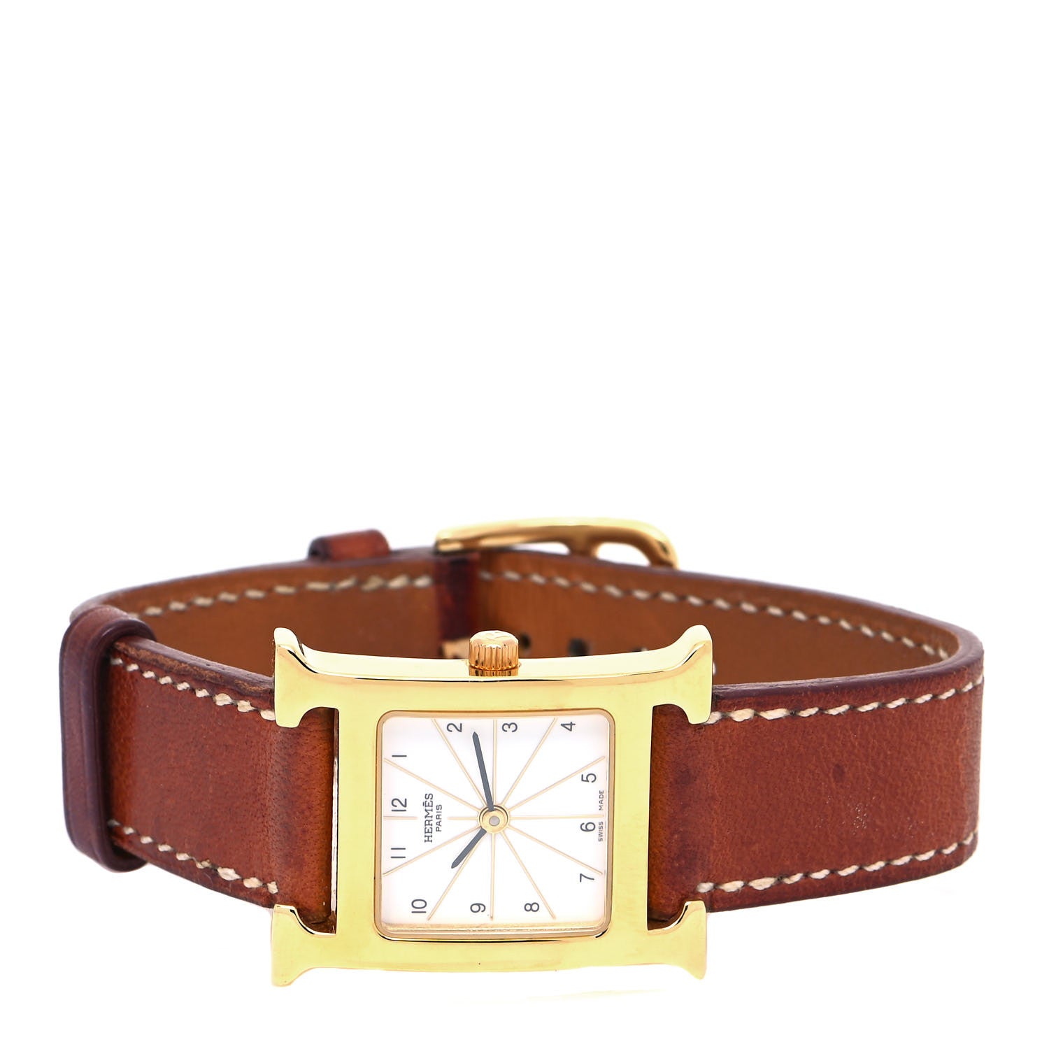 Hermes Stainless Steel Barenia 21mm Heure H Hour Quartz Watch Fauve 2 of 5