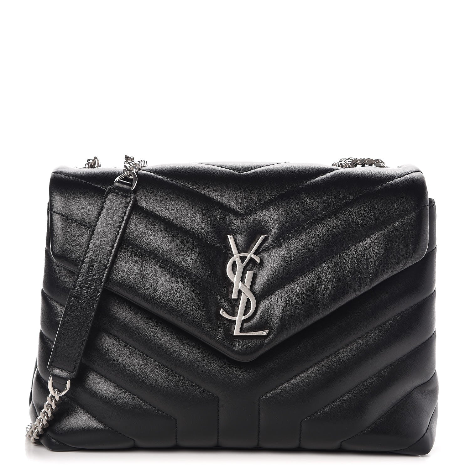 Saint Laurent Calfskin Y Quilted Monogram Small Loulou Chain Satchel Black 1 of 9
