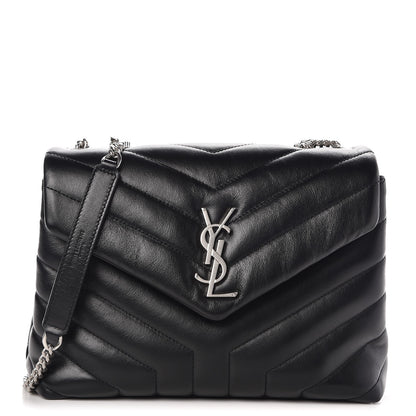 Saint Laurent Calfskin Y Quilted Monogram Small Loulou Chain Satchel Black 1 of 10