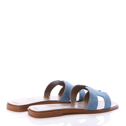Hermes Denim Oran Sandals 39.5 Bleu Clair 4 of 7