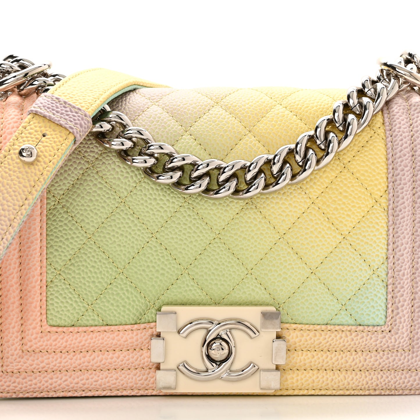 Caviar Quilted Small Cuba Rainbow Boy Flap Multicolor