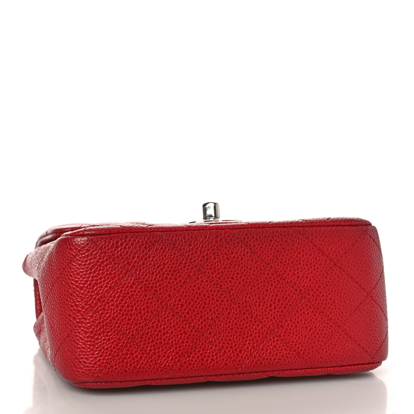 Caviar Quilted Mini Square Flap Red