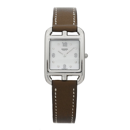 Hermes Stainless Steel Swift Diamond Mother of Pearl 23mm Cape Cod Quartz Watch Etoupe 1 of 4
