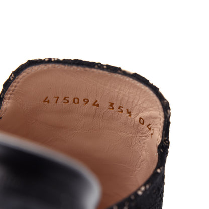 Gucci Lace Malaga Kid Womens Princetown Slippers 35.5 Black Skin Rose 9 of 10