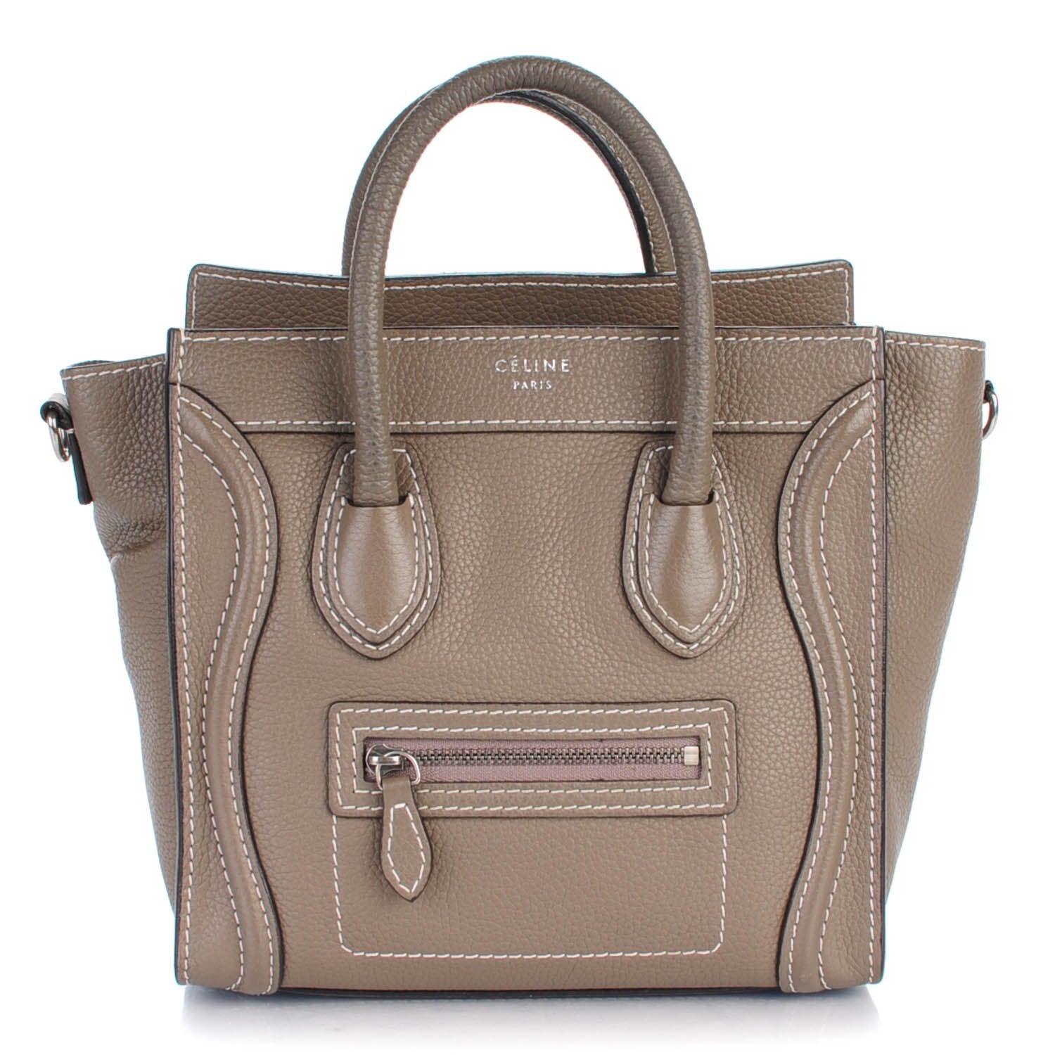 Celine Drummed Calfskin Nano Luggage Souris 1 of 7