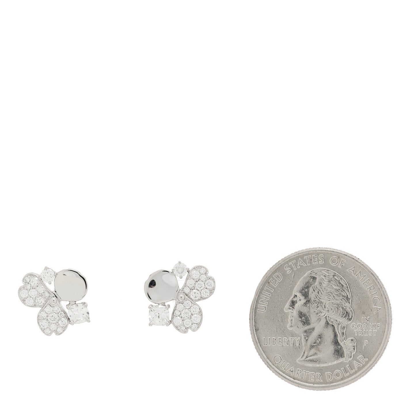 Platinum Diamond Paper Flowers Cluster Earrings