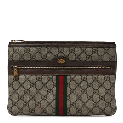Gucci GG Supreme Monogram Large Ophidia Pouch Clutch Brown 1 of 8