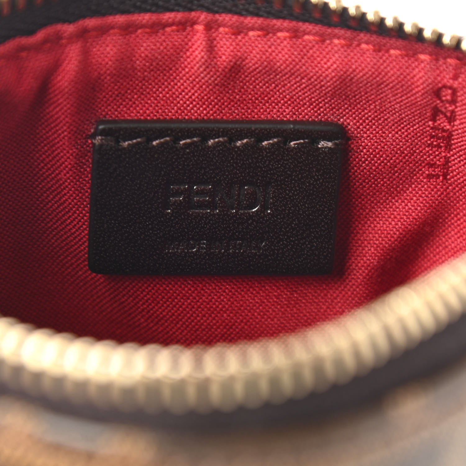Fendi X FILA Glazed Fabric Vitello Century FF 1974 Mania Beauty Pouch Mogano Panna Blueberry 6 of 10