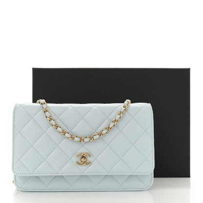 Chanel Caviar Quilted CC Turn Lock Wallet On Chain WOC Light Blue 11 of 11