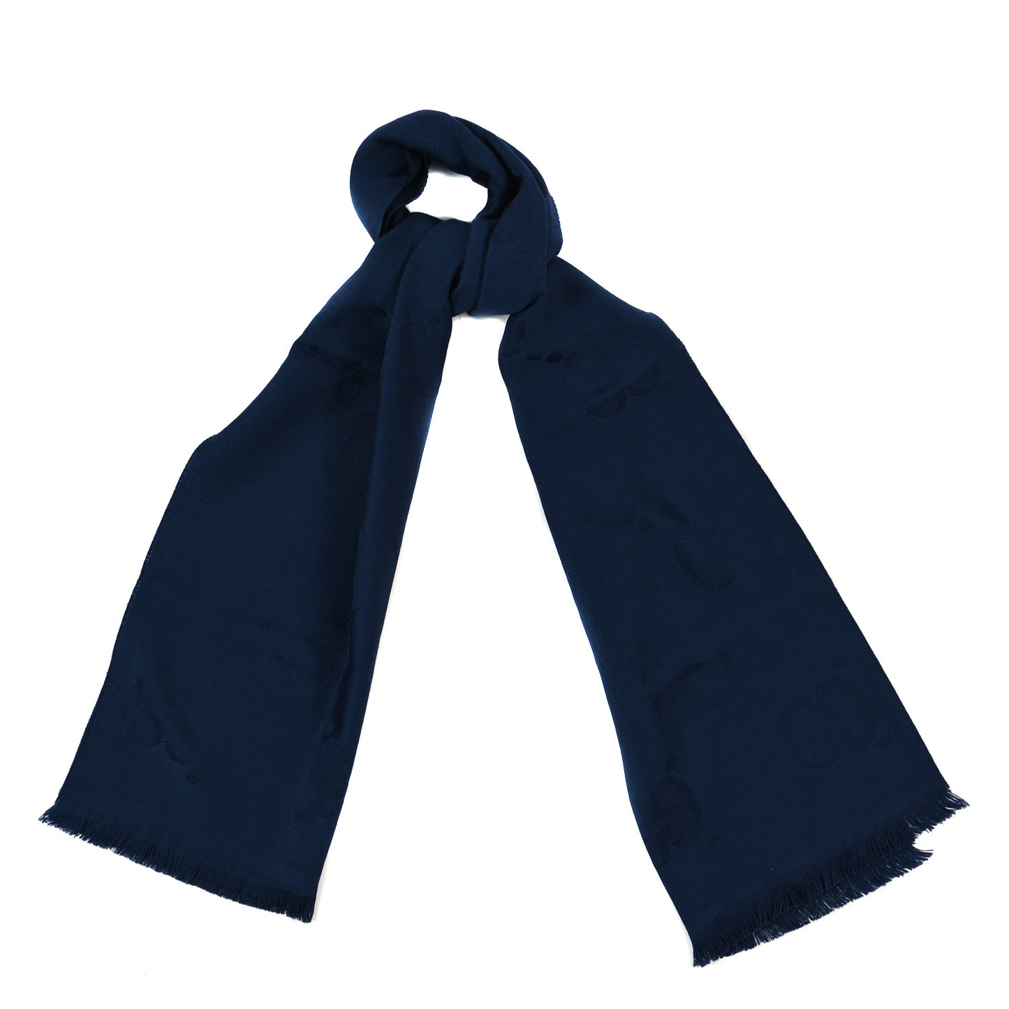 Wool Jacquard Monogram Jumbo GG Nest Scarf Midnight Blue