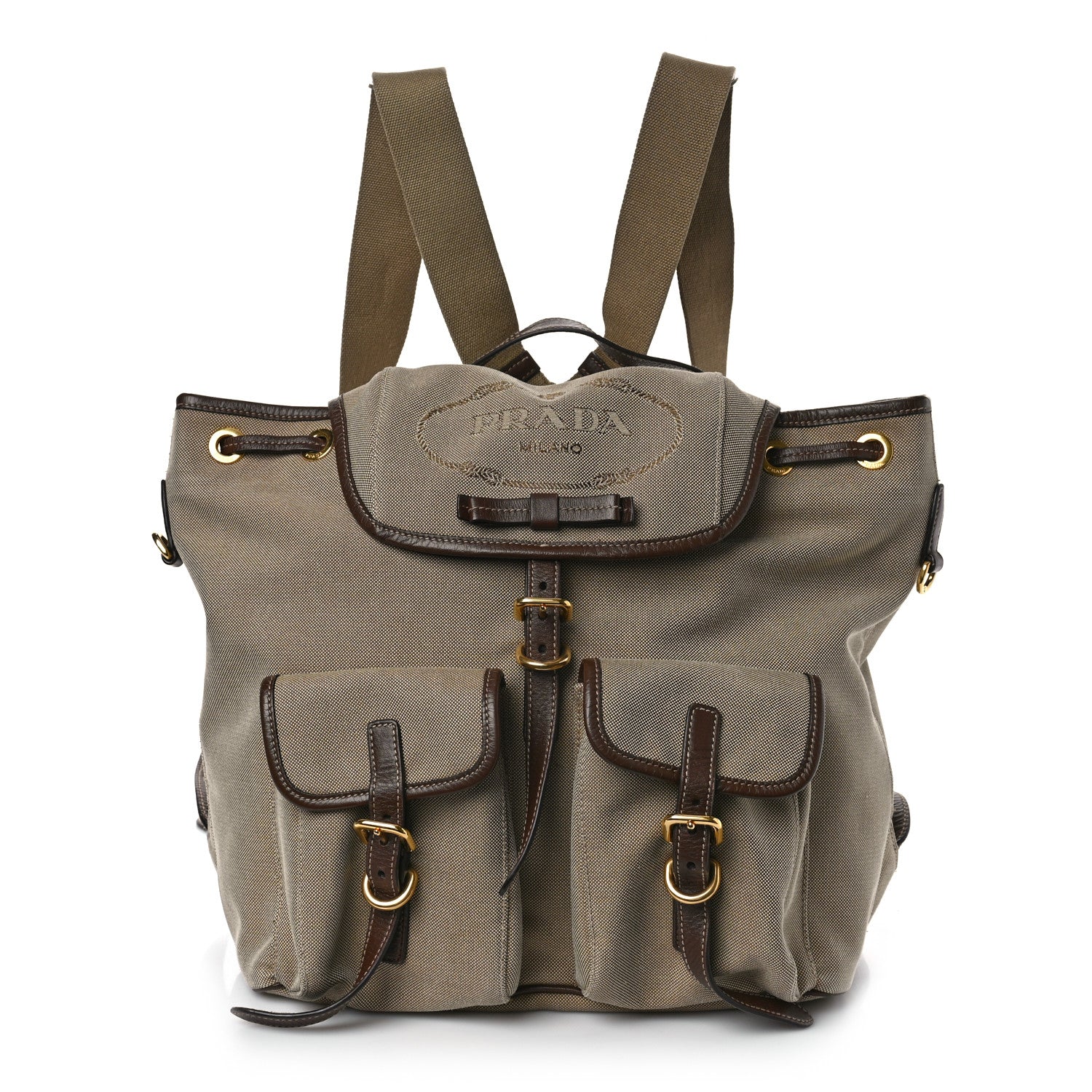 Prada Jacquard Logo Rucksack Backpack Corda Bruciato 1 of 8