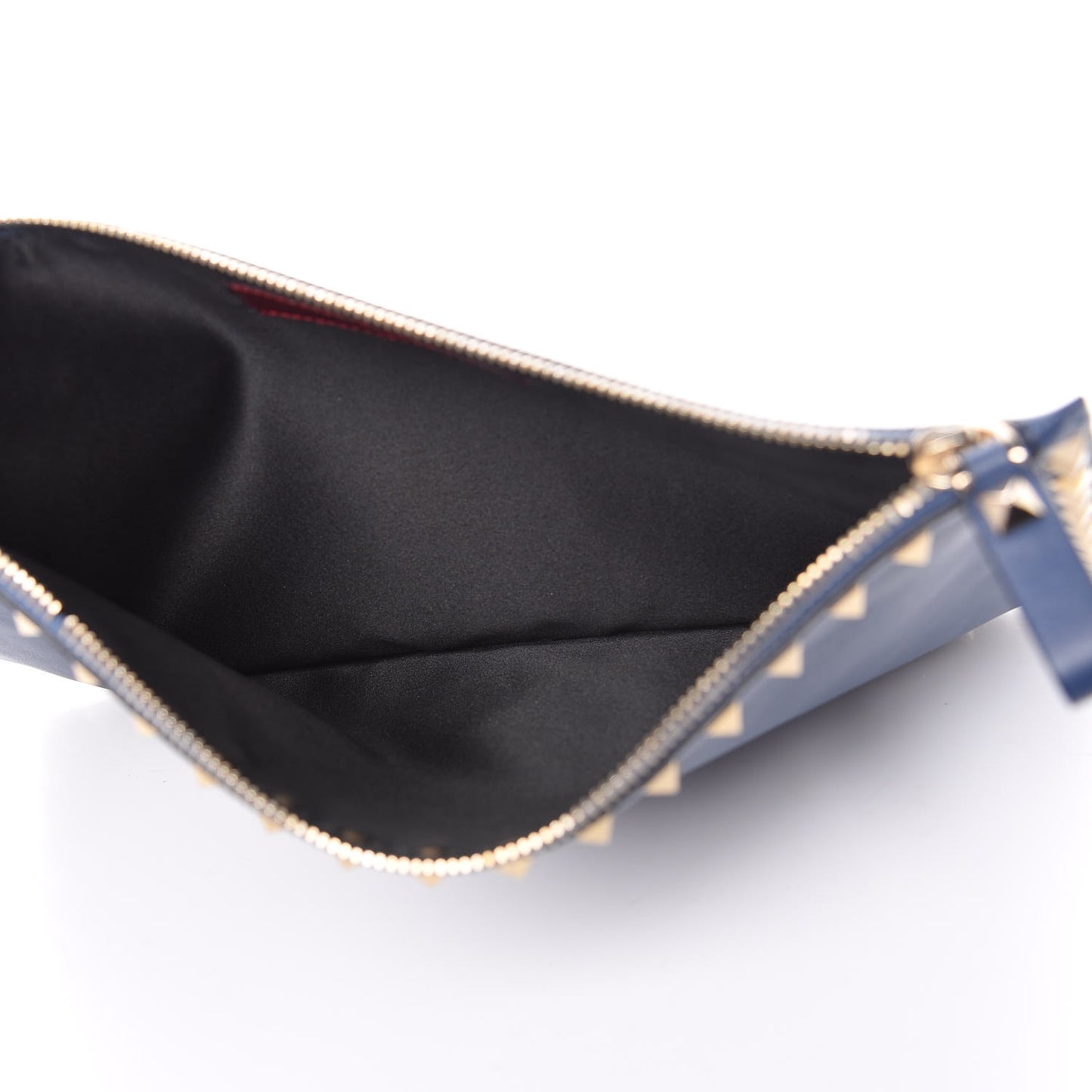 Vitello Large Rockstud Zip Pouch Indigo