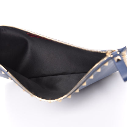 Valentino Garavani Vitello Large Rockstud Zip Pouch Indigo 5 of 9