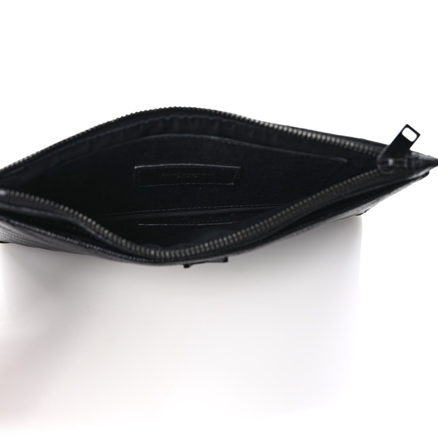 Saint Laurent Grain De Poudre Chevron Monogram Bill Pouch Black 5 of 6