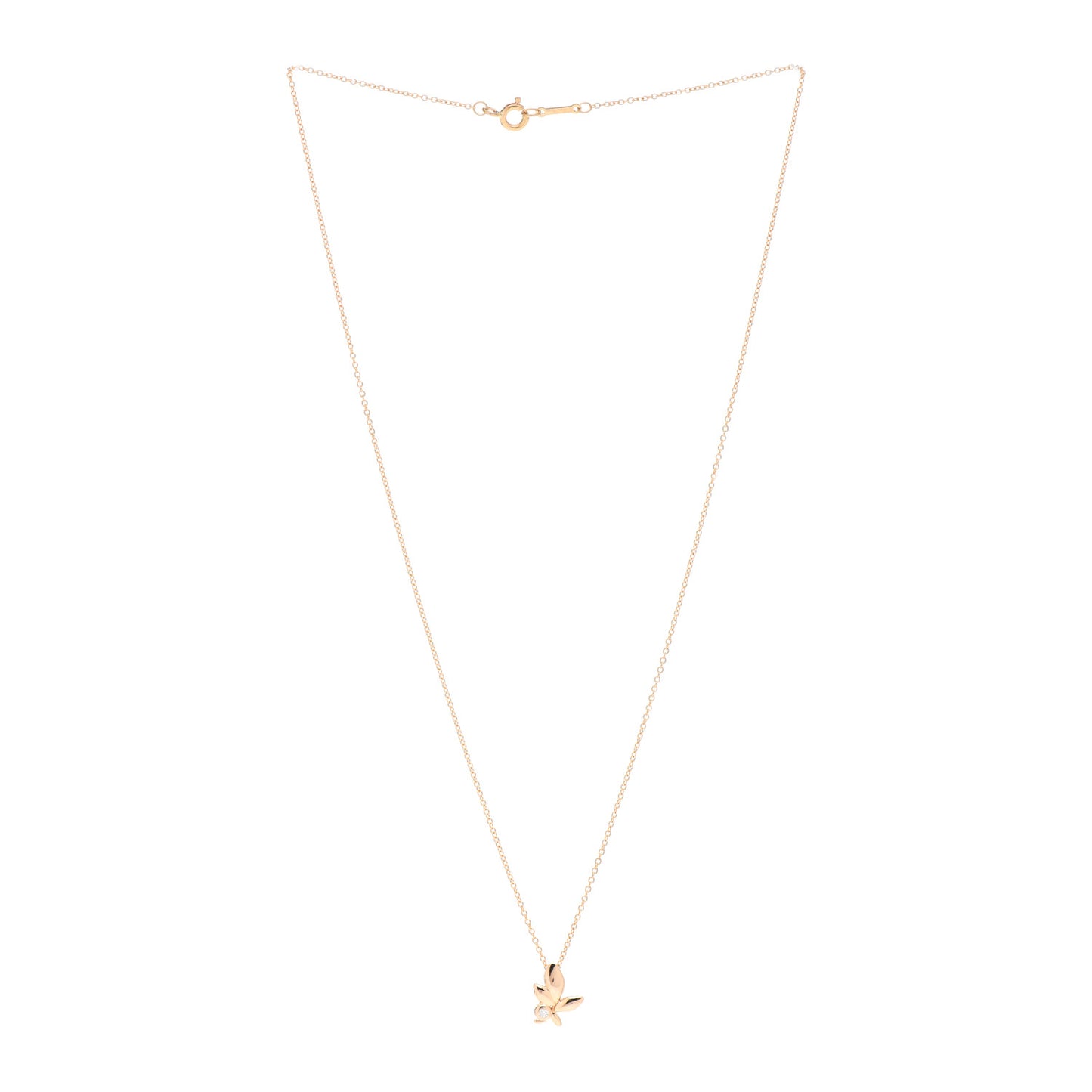 18K Rose Gold Diamond Paloma Picasso Olive Leaf Pendant Necklace