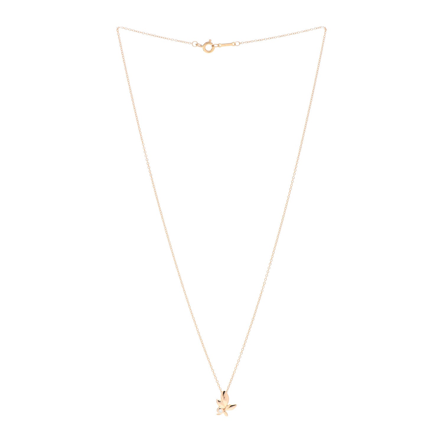 Tiffany 18K Rose Gold Diamond Paloma Picasso Olive Leaf Pendant Necklace 3 of 4