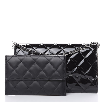 Chanel Patent Quilted Wallet On Removable Chain Black 10 of 13