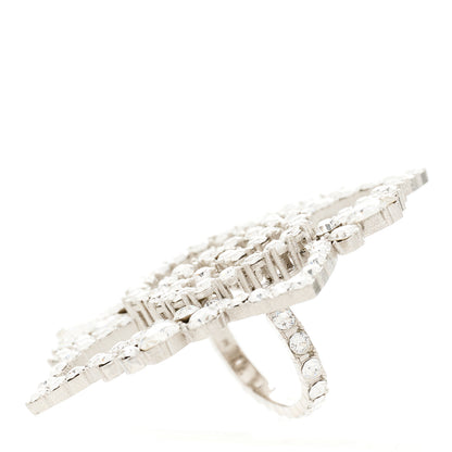Gucci Metal Crystal Interlocking G Flower Ring M Silver 4 of 7