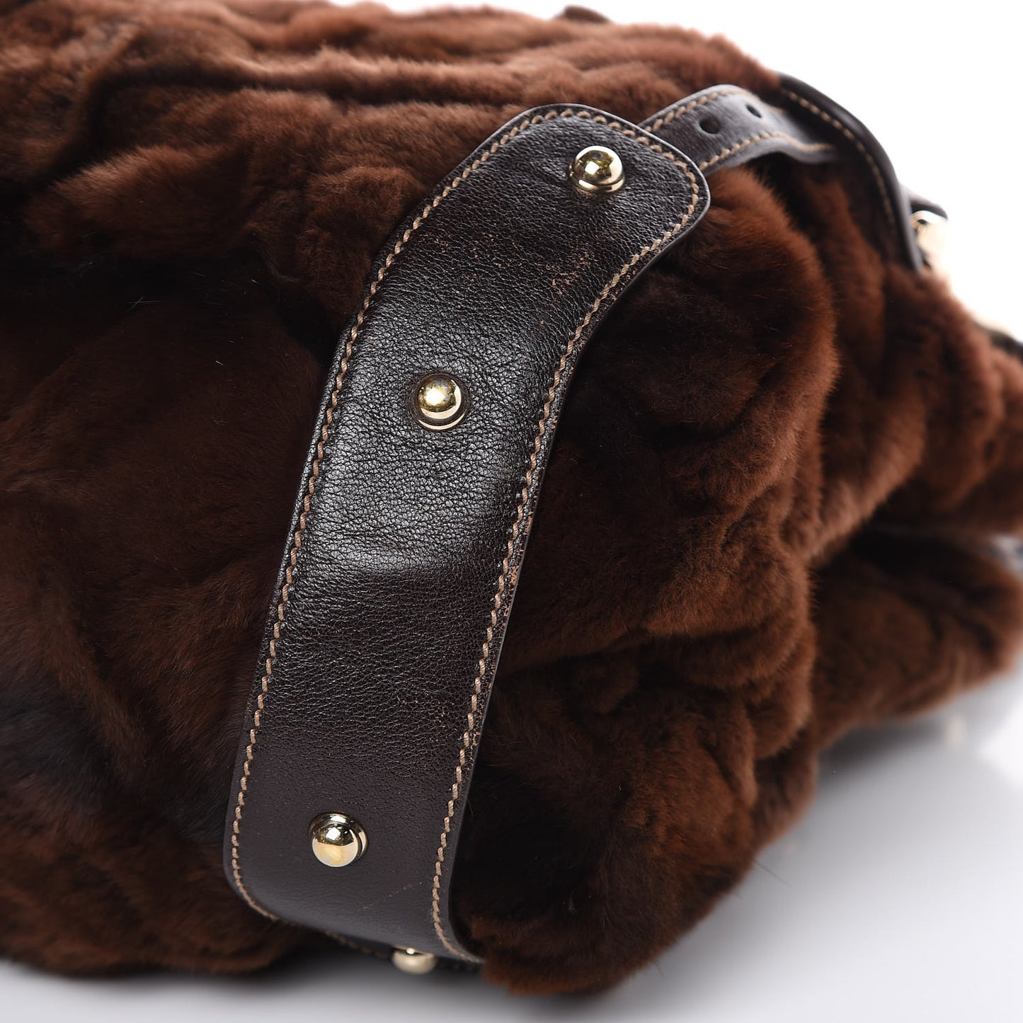 Mink Fur Calfskin Medium Pelham Shoulder Bag Brown