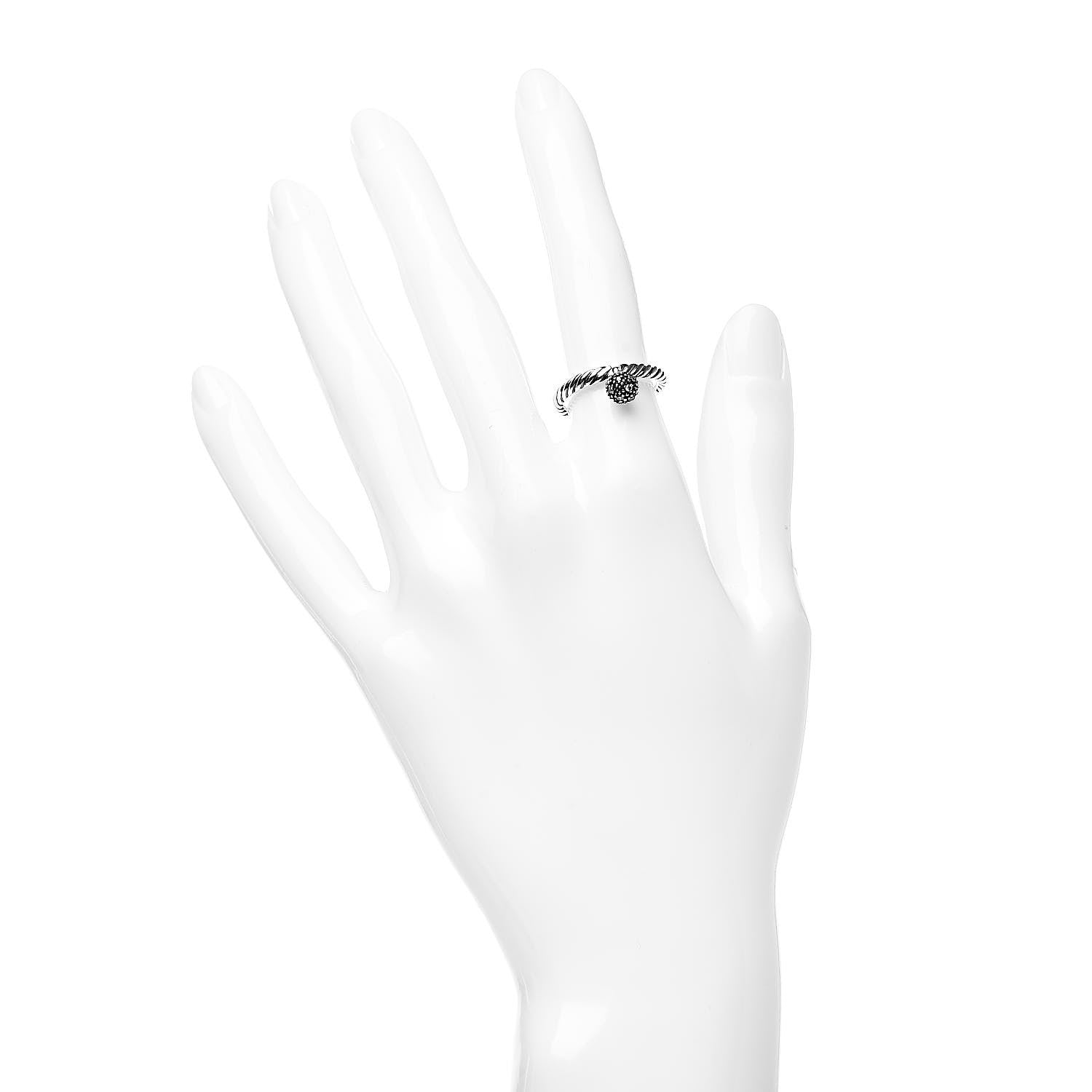 David Yurman Sterling Silver Diamond 6mm Elements Ball Ring 49 5 2 of 5