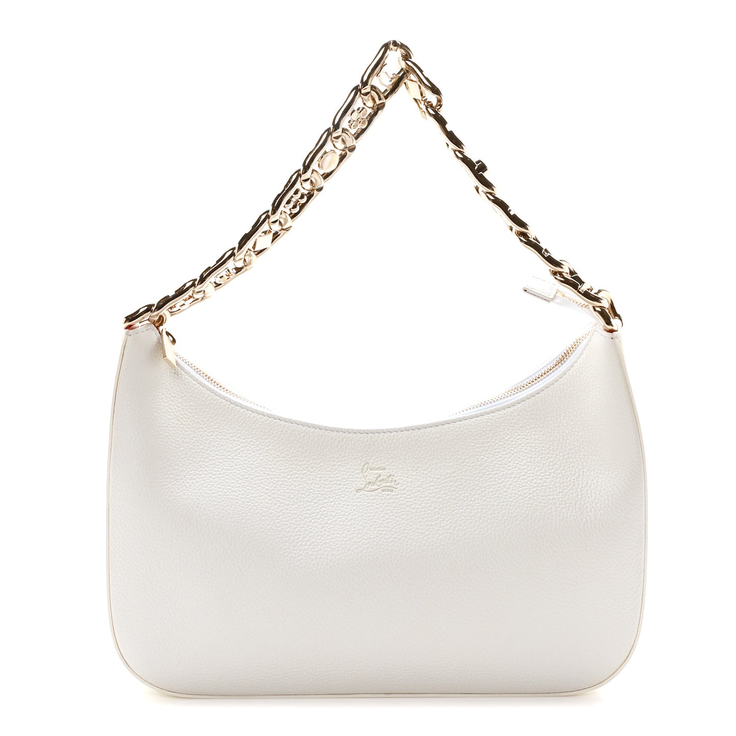 Calfskin Large Loubila Chain Shoulder Bag White