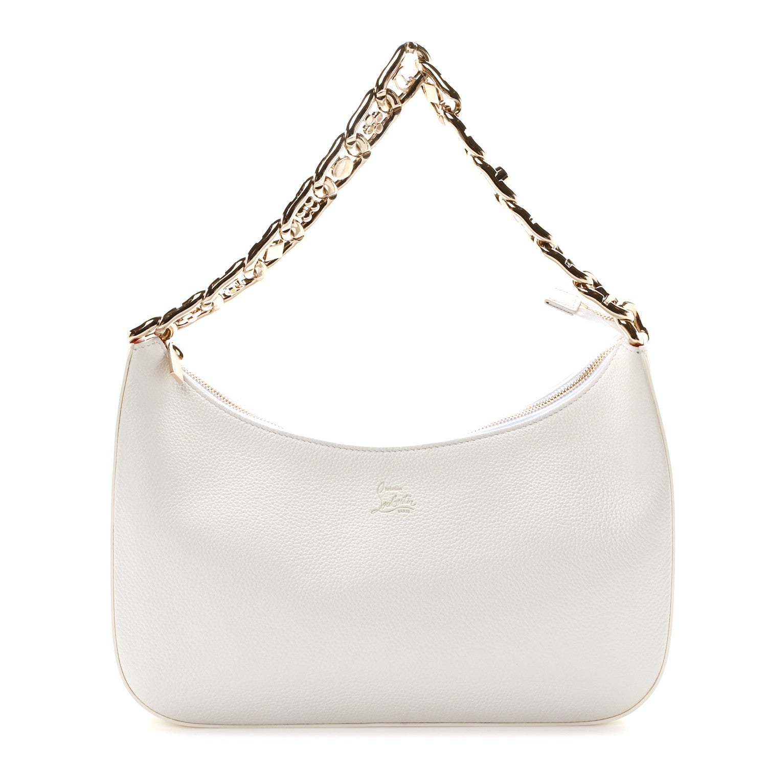 Christian Louboutin Calfskin Large Loubila Chain Shoulder Bag White 1 of 9