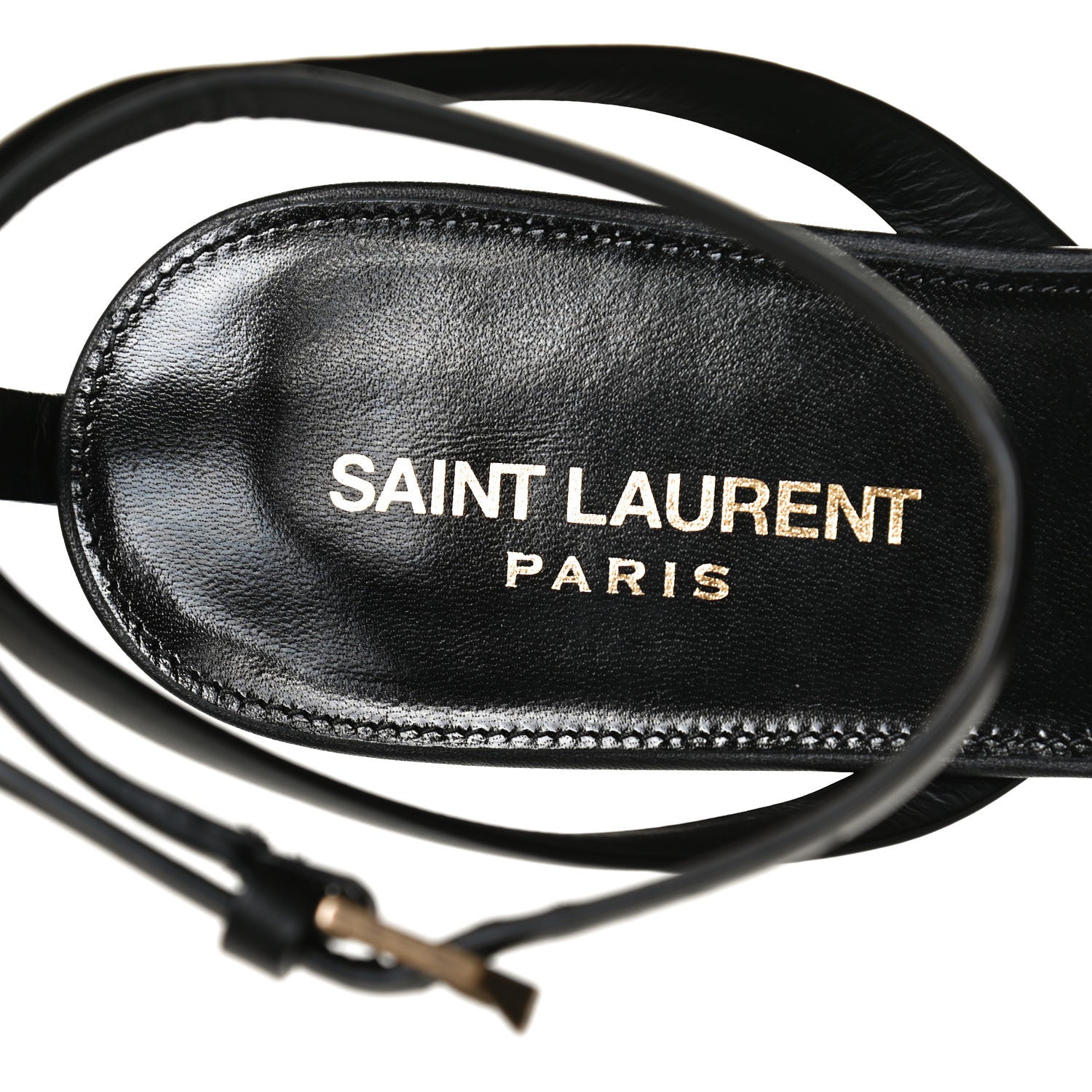 Saint Laurent Calfskin Tribute 05 Ankle Strap Flat Sandals 39 Black 10 of 12