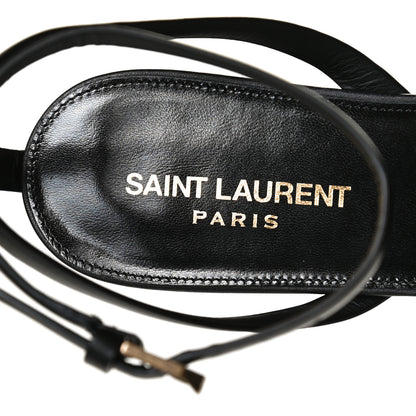 Saint Laurent Calfskin Tribute 05 Ankle Strap Flat Sandals 39 Black 10 of 12