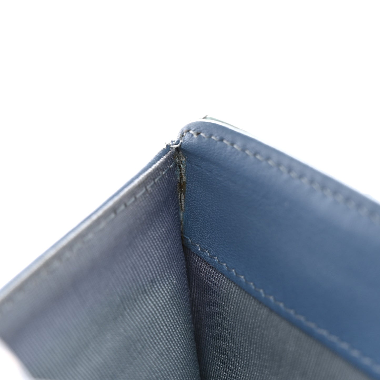 Patent Calfskin Quilted Yen Wallet Blue