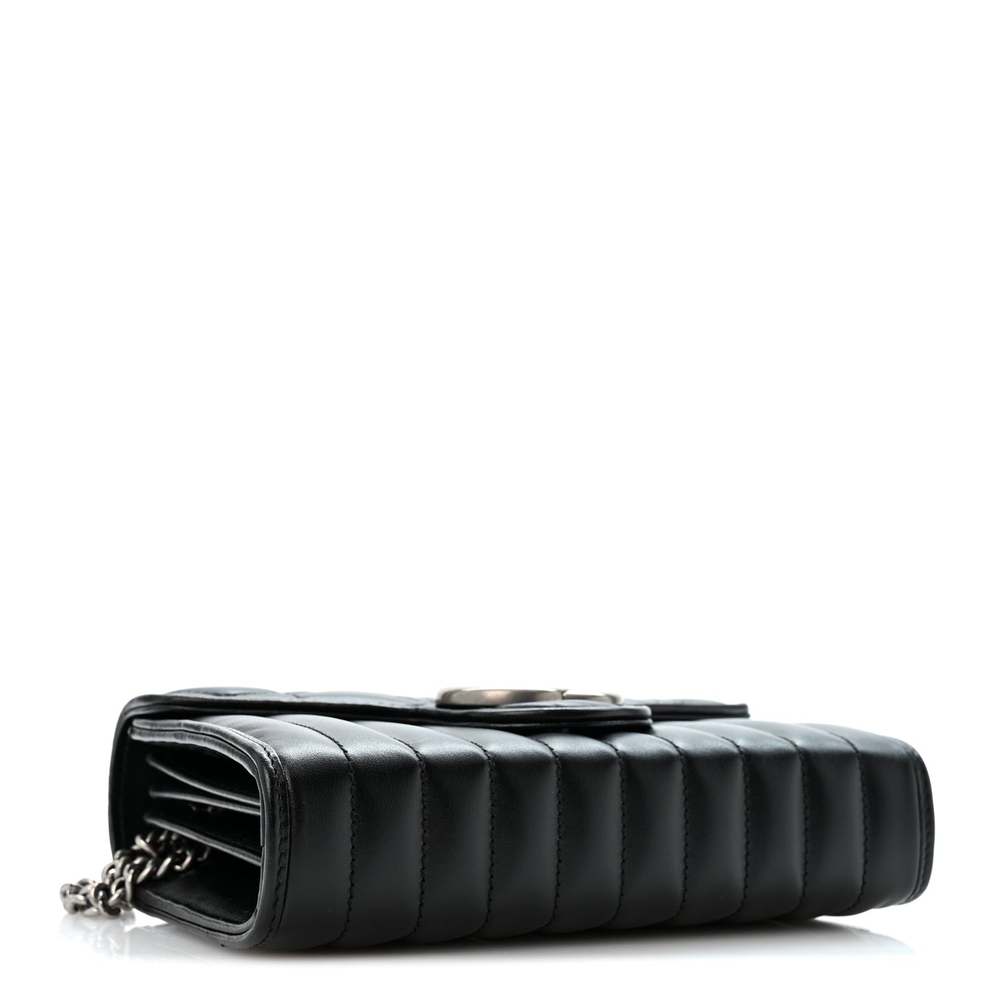 Calfskin Matelasse Aria GG Marmont Chain Wallet Black