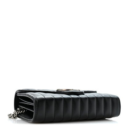 Gucci Calfskin Matelasse Aria GG Marmont Chain Wallet Black 4 of 13