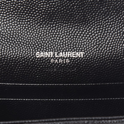 Saint Laurent Grain De Poudre Matelasse Chevron Small Monogram Envelope Wallet Black 6 of 8