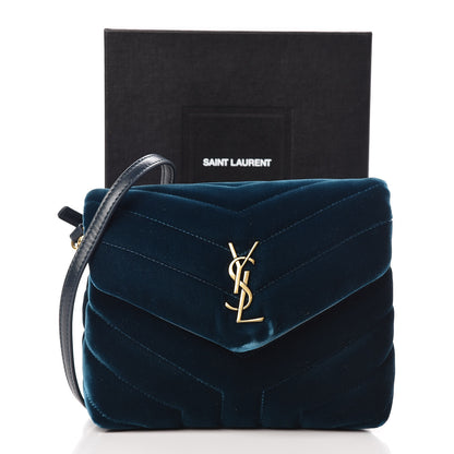 Saint Laurent Velvet Y Quilted Monogram Toy Loulou Chain Satchel Dark Ottanio 15 of 15