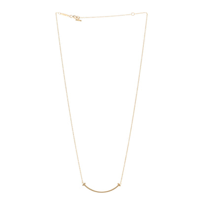 Tiffany 18K Yellow Gold Small T Smile Pendant Necklace 3 of 5
