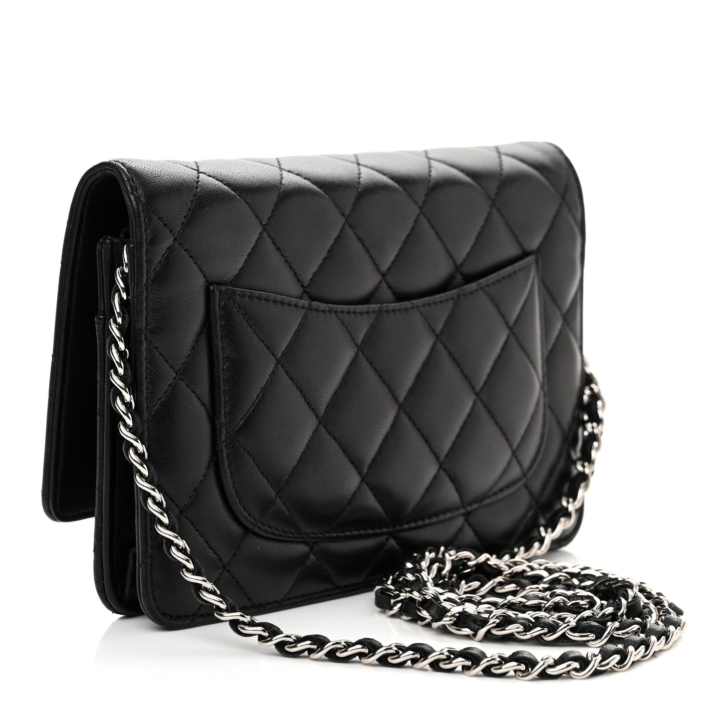 Lambskin Quilted Wallet On Chain WOC Black
