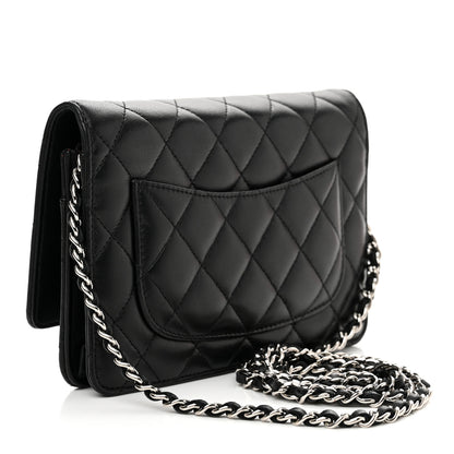 Chanel Lambskin Quilted Wallet On Chain WOC Black 3 of 12