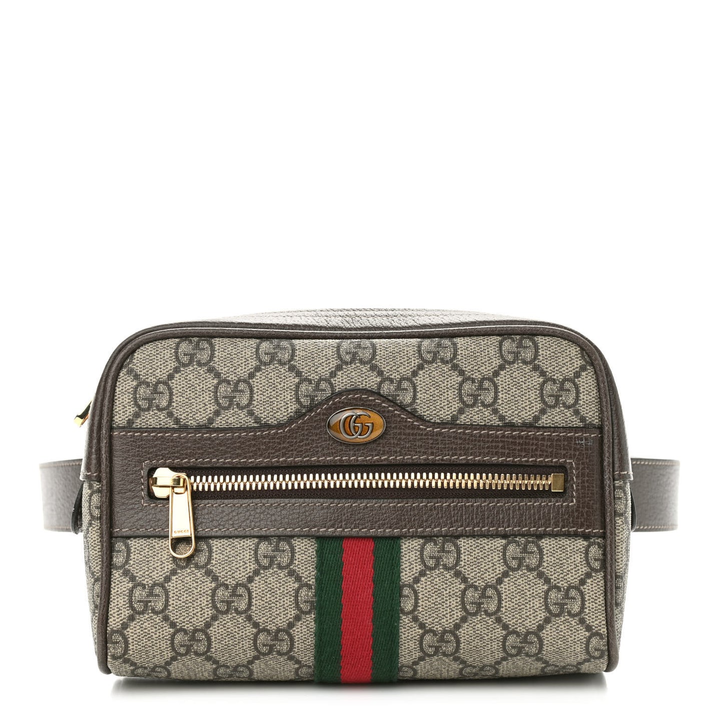 GG Supreme Monogram Web Small Ophidia Belt Bag 85 34 Dark Brown