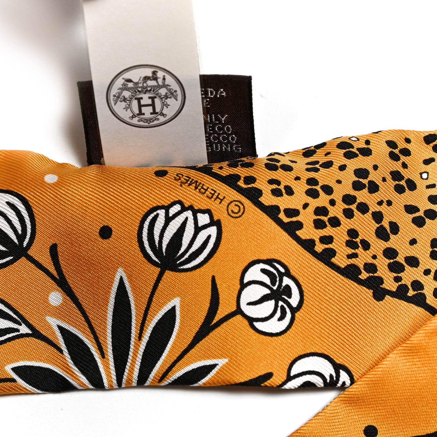 Hermes Silk Les Leopards Twilly Miel Black White 3 of 4