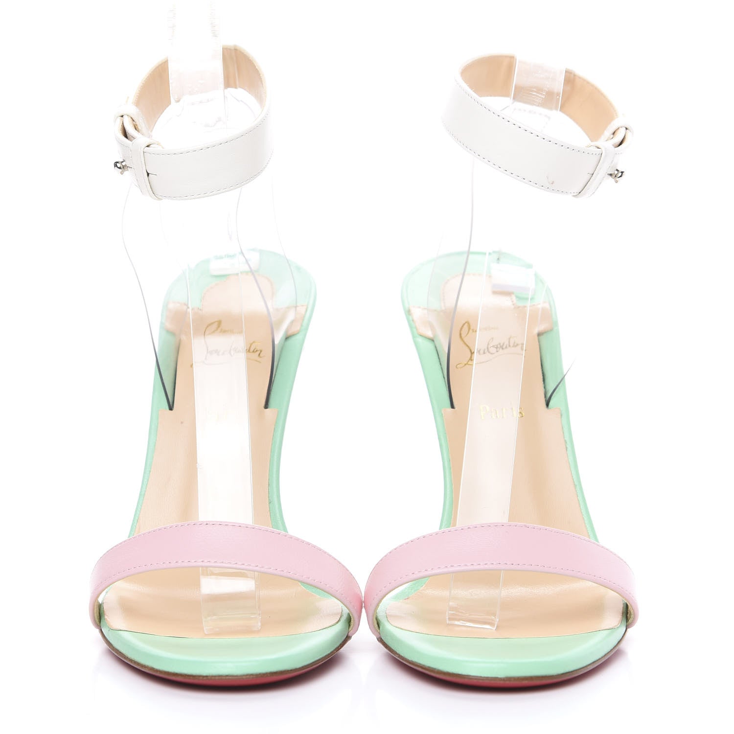 Christian Louboutin Shiny Nappa PVC Jonatina 100 Sandals 37 Opal 2 of 8