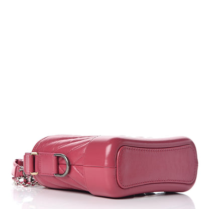 Chanel Aged Calfskin Chevron Quilted Small Gabrielle Hobo Dark Pink 4 of 11