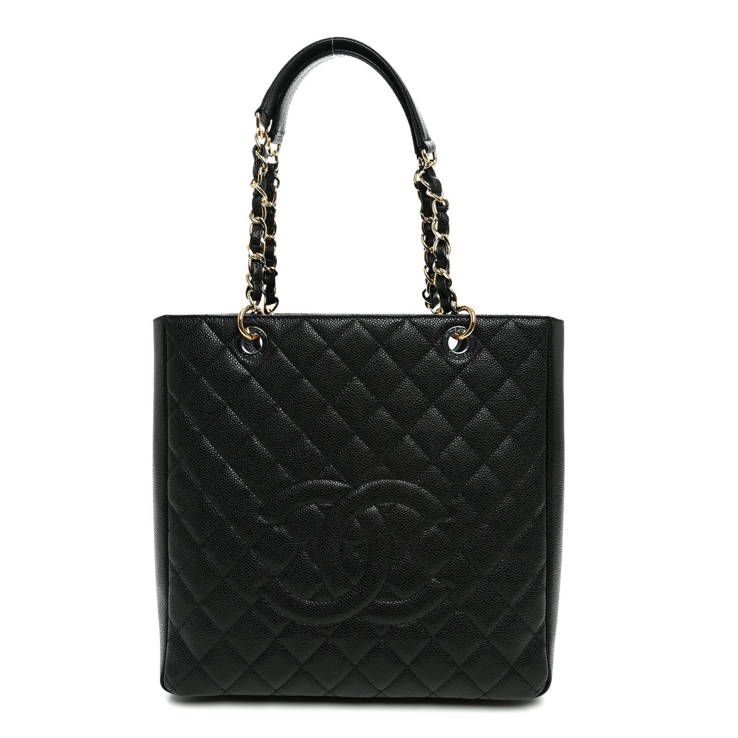 Caviar Quilted Vertical Grand Shopping Tote GST Black