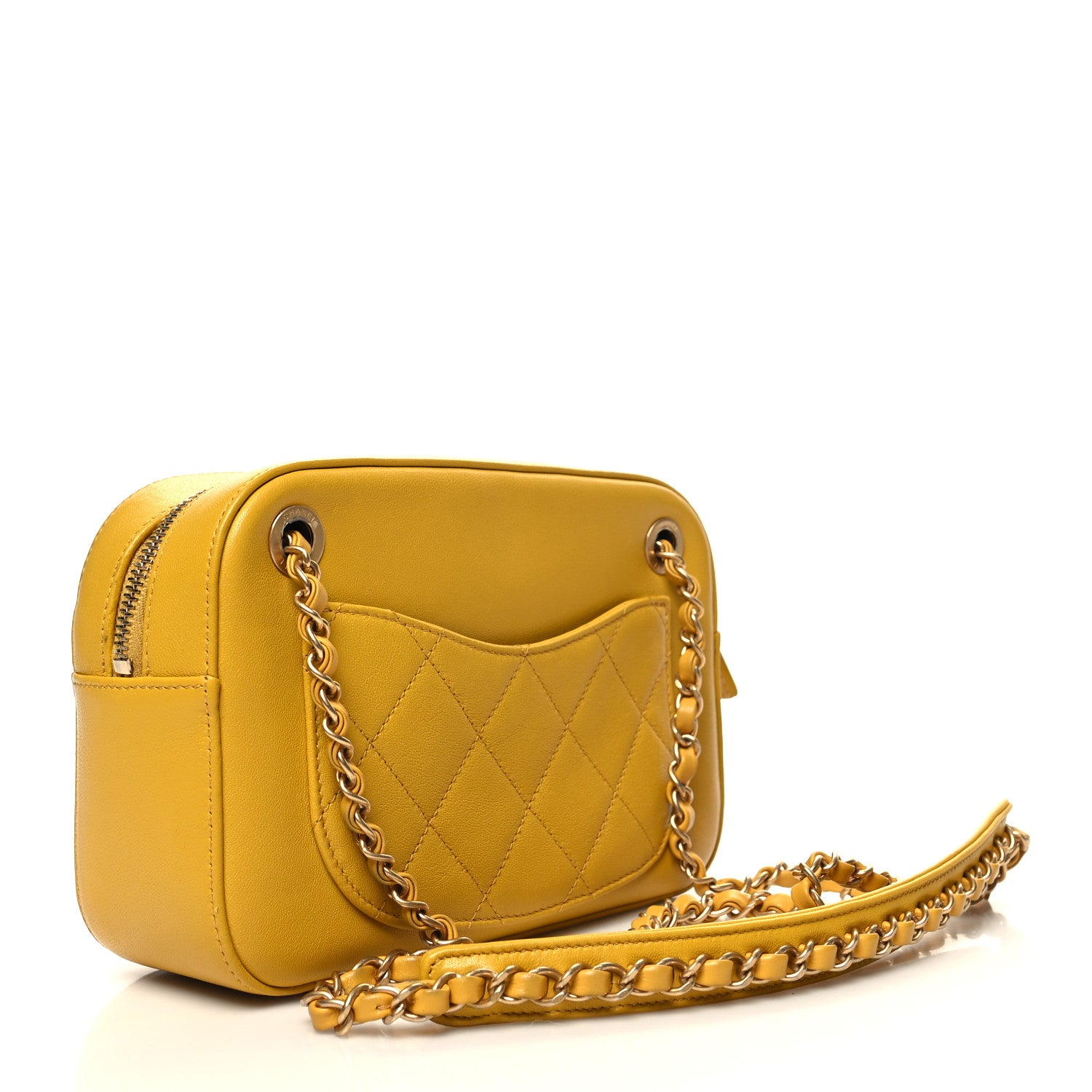 Chanel Goatskin Quilted Chain Infinity Camera Case Yellow 3 of 10