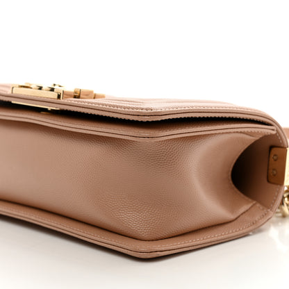 Chanel Caviar Chevron Quilted Small Boy Flap Dark Beige 10 of 10