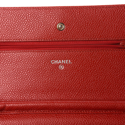 Chanel Caviar Quilted Wallet On Chain WOC Dark Red 8 of 12