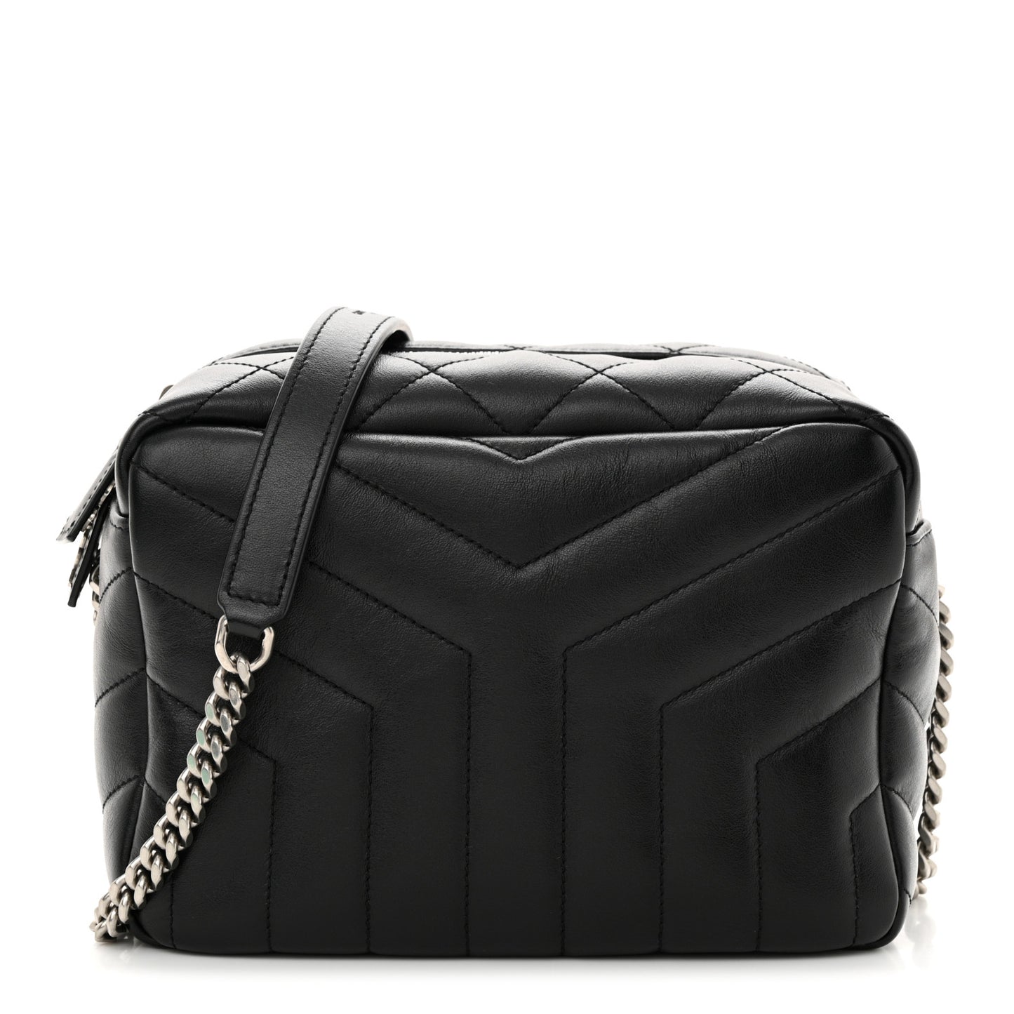 Calfskin Y Quilted Monogram Small Loulou Bowling Bag Black