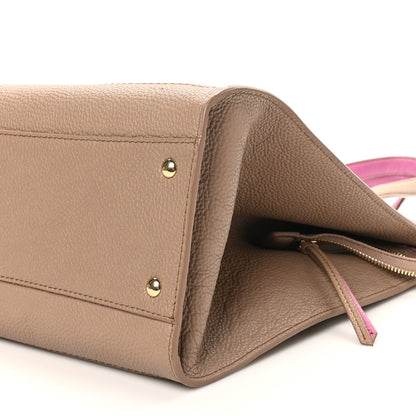 Salvatore Ferragamo Grained Calfskin Double Handle Medium Amy Tote Beige Pink 9 of 9