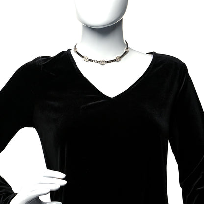 Chanel Ruthenium Crystal Chain CC Choker Silver 2 of 5